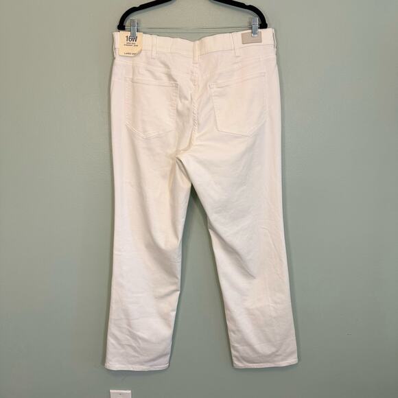 Lands End Jeans Womens 16 White Denim High Rise Straight Leg Ankle Stretch NEW - Picture 2 of 12